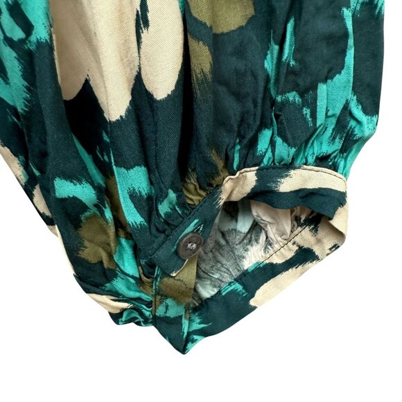 LOFT Blouse Size XL Teal Floral Flowy Womens Top Rayon Long Sleeve NWT - Picture 8 of 10